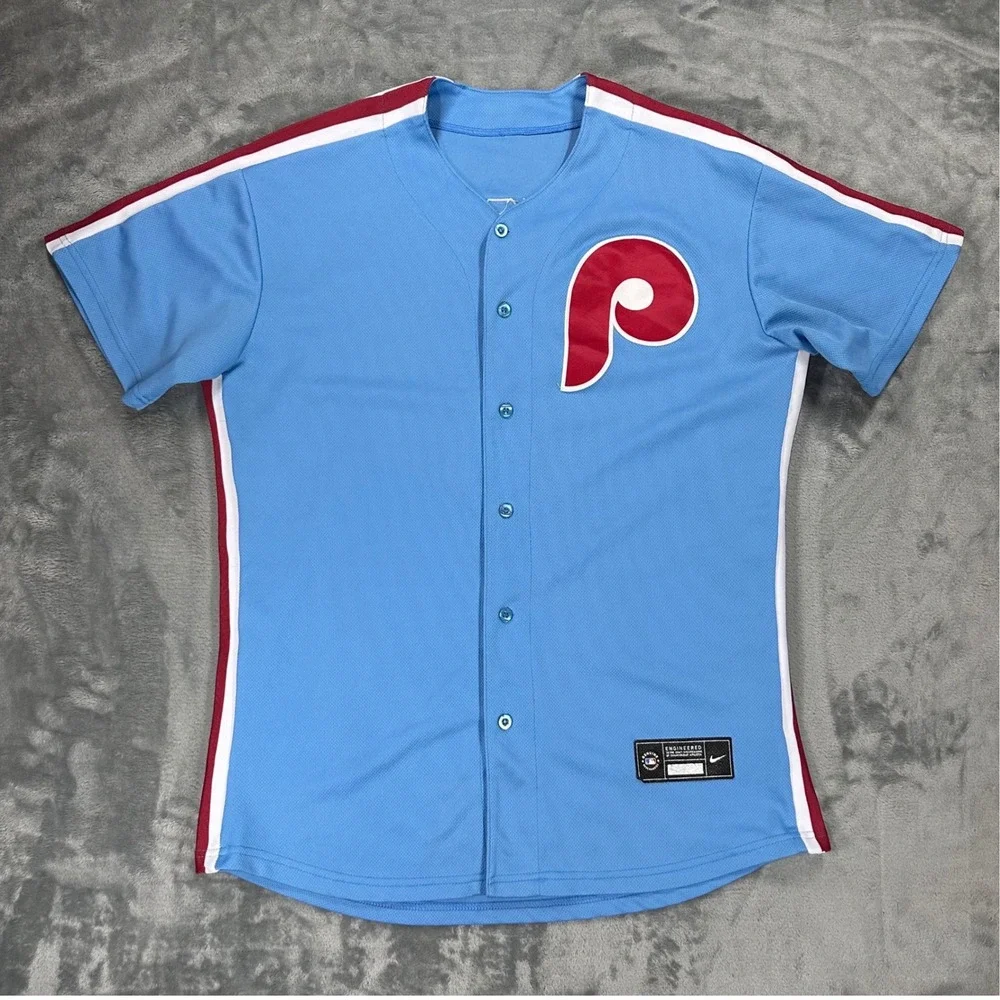 Nike Philadelphia Phillies Bryson Stott 5 Powder Blue Jersey Mens XL Throwback